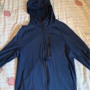 Blue Hooded Dry Fit Zip Up